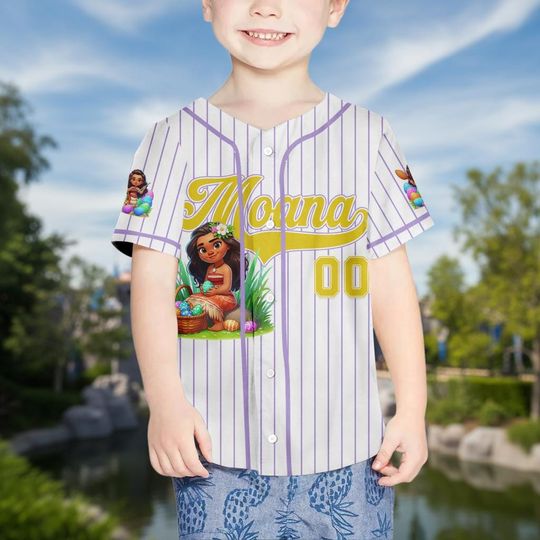 Personalized Princess Moana Baseball Kid Adult Jersey, Easter Gift