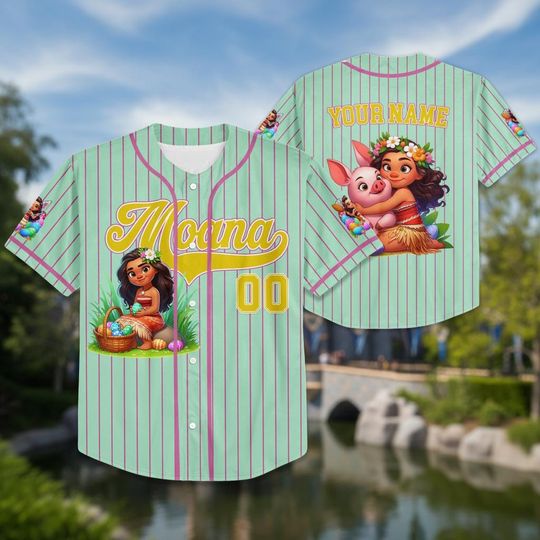 Personalized Princess Moana Baseball Kid Adult Jersey, Easter Gift