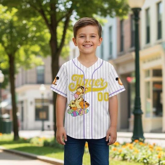 Personalized Tigger Baseball Kid Adult Jersey, Winnie the Pooh  Shirt, Easter Gift