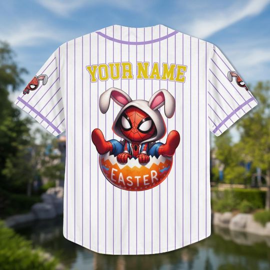 Personalized Cartoon Spidey Character Baseball Kid Adult Jersey, Easter Gift