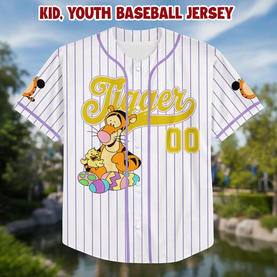 Personalized Tigger Baseball Kid Adult Jersey, Winnie the Pooh  Shirt, Easter Gift
