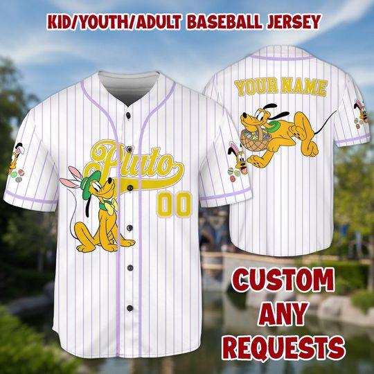Personalized Pluto Baseball Kid Adult Jersey, Mouse and Friends Shirt, Easter Gift