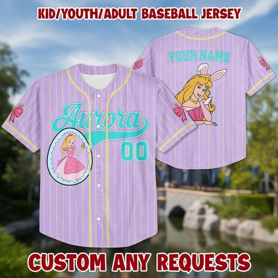 Custom Name Princess Baseball Kid Adult Jersey, Easter Gift