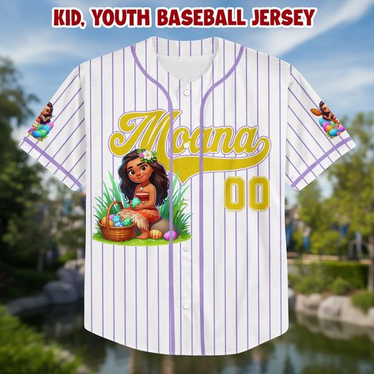 Personalized Princess Moana Baseball Kid Adult Jersey, Easter Gift