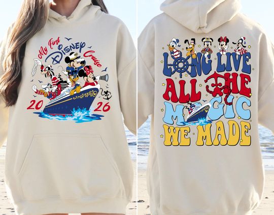 My First Disney Cruise 2026 Hoodie, Disney Cruise Family Trip Hoodie, Front and Back Disney Vacation Crew Pullover