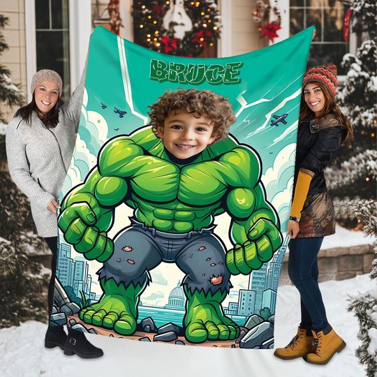 Personalized Hulk Flannel Blanket: Custom Kids Gift