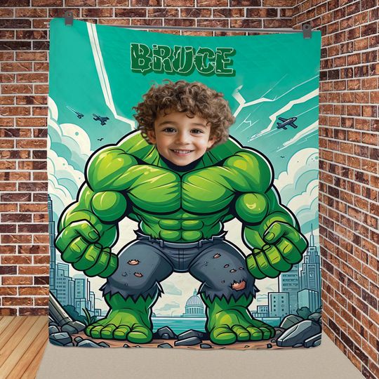 Personalized Hulk Flannel Blanket: Custom Kids Gift