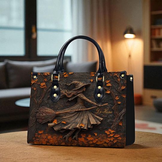 Witch Leather Handbag, Spooky Halloween Bag