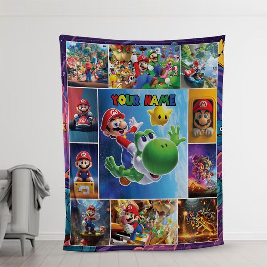 Personalized Super Mario Fleece Blanket