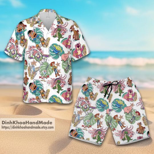 Toy Story Friends Hawaiian Shirt And Shorts, Pixar Woody Buzz Lightyear Hawaiian Shirt , Summer Hawaii Shirt, Toy Story Hawaiian Shirt