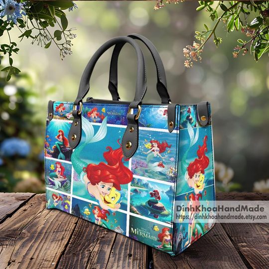 The Little Mermaid Leather Handbag, The Little Mermaid Woman Handbag, Shoulder Bag, Crossbody Bag, Top Handle Bag, Vintage Bag
