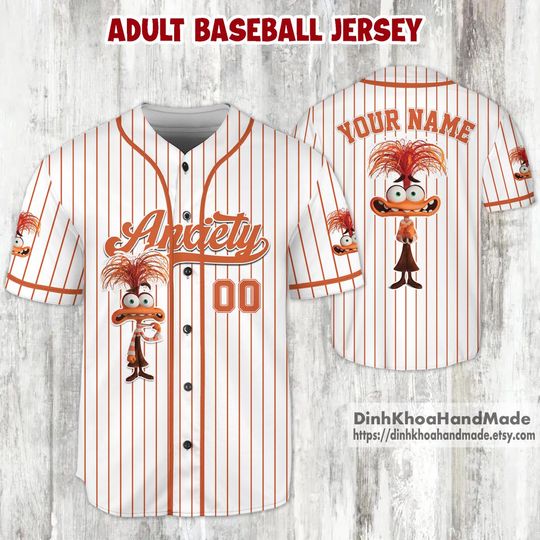 Personalized Inside Out Anxiety Baseball Jersey