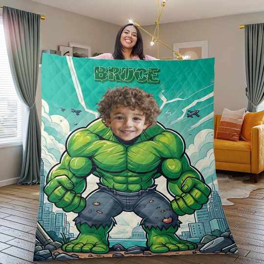 Personalized Hulk Flannel Blanket: Custom Kids Gift