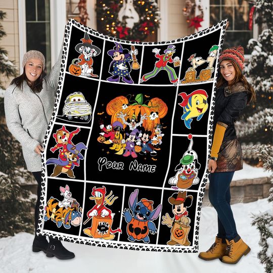 Personalize Disney Stitch Halloween Trick Or Treat Blanket