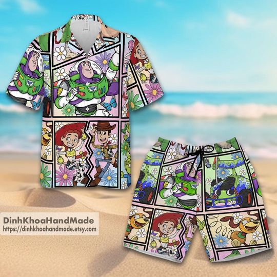 Disney Toy Story Comic Hawaiian Shirt And Shorts , Magical Castle Hawaiian Gift, Woody Buzz Lightyear Button Up Shirt, Best Hawaii Lovers