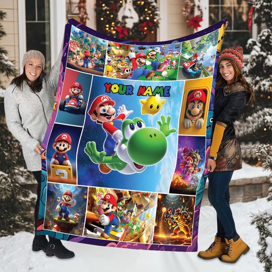 Personalized Super Mario Fleece Blanket