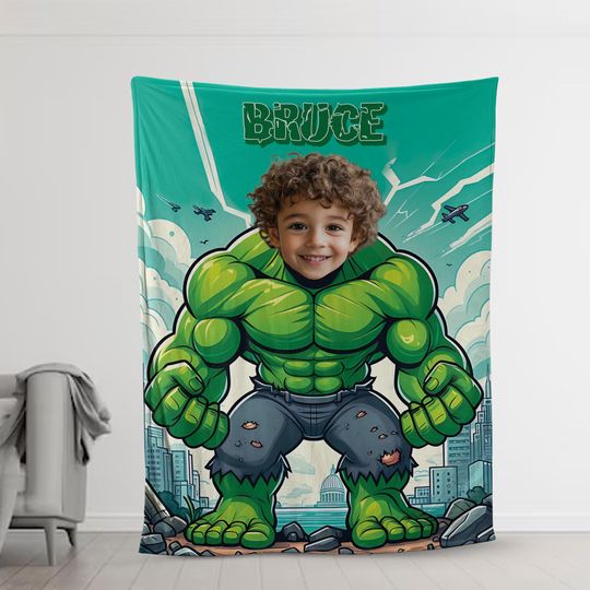 Personalized Hulk Flannel Blanket: Custom Kids Gift