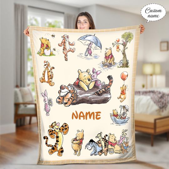 Personalized Winnie the Pooh Blanket