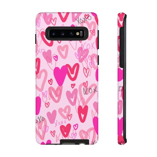 Phone Case, Heart Pattern Tough Case for IPhone Samsung Galaxy Google Pixel, Valentine Gift, Protective Cover, Valentine's Day Accessory