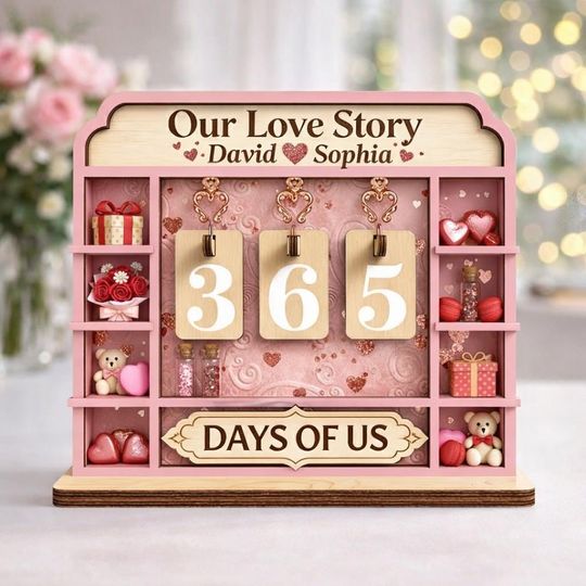 Custom Book Tracker Days Together Wooden Reading Gift Valentine Day Anniversary Home Decor