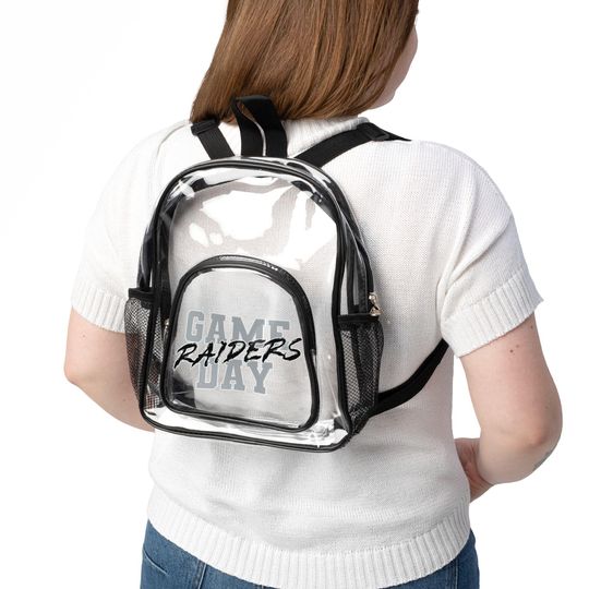 GAME DAY Las Vegas Football Team Raiders Clear Backpack, Game Day Bag, Clear Sport Bag