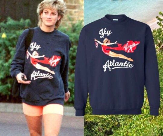 Princess Diana Virgin Atlantic Sweatshirt, Retro 80s Sweatshirt