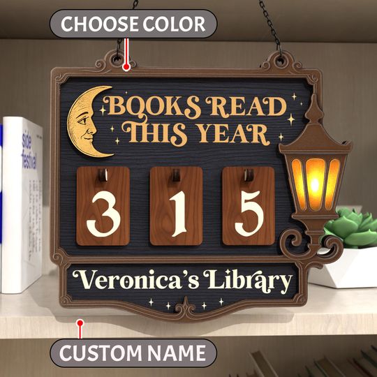 Personalized Books Read Tracker, Book Tracker,Books Read This Year Counter, Bookshelf Decor