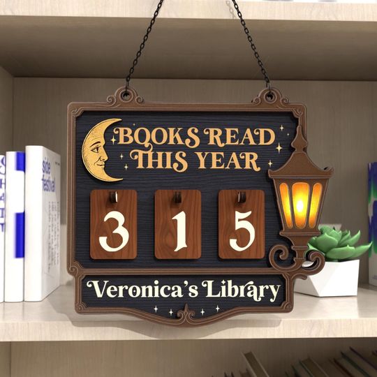 Personalized Books Read Tracker, Book Tracker,Books Read This Year Counter, Bookshelf Decor