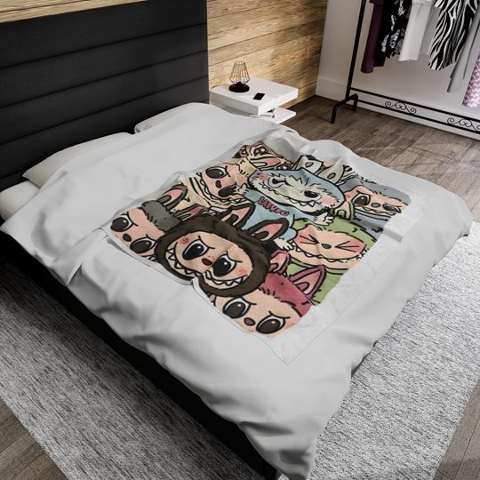 Labubu Fleece Blanket, Kid Blanket, Back To School Gift