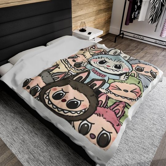 Labubu Fleece Blanket, Kid Blanket, Back To School Gift
