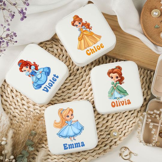 Personalized Princess Travel Jewelry Box for Girls - Birthday Gift