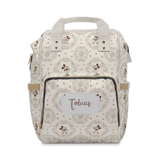 Personalized Diaper Bag Backpack, Toile de Jouy Baby Bag