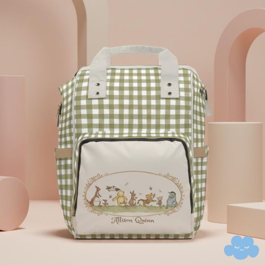 Personalized Diaper Bag Backpack, Toile de Jouy Baby Bag