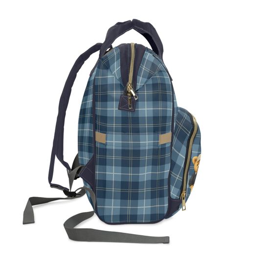 Personalized Diaper Bag Backpack, Preppy Teddy Bear Baby Bag