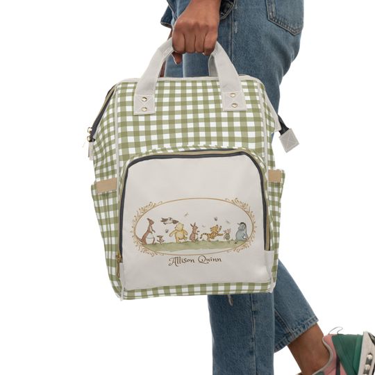 Personalized Diaper Bag Backpack, Toile de Jouy Baby Bag