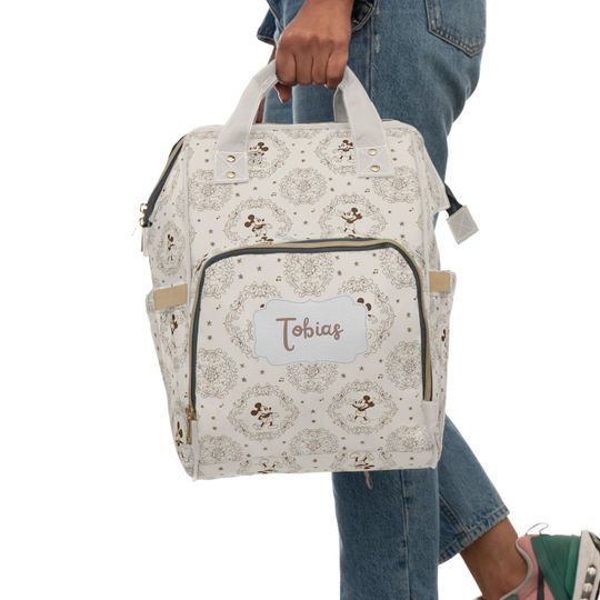 Personalized Diaper Bag Backpack, Toile de Jouy Baby Bag