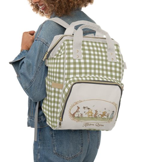 Personalized Diaper Bag Backpack, Toile de Jouy Baby Bag