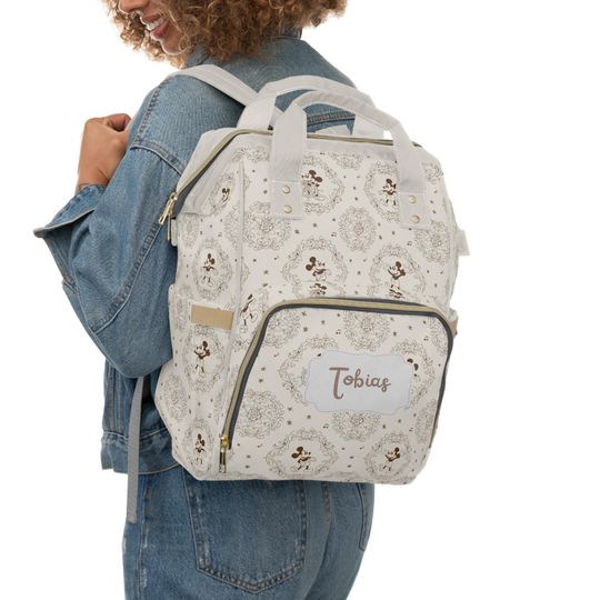 Personalized Diaper Bag Backpack, Toile de Jouy Baby Bag