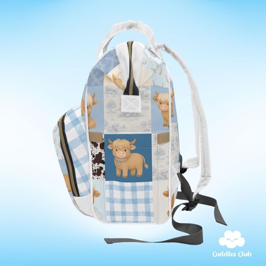 Personalized Highland Cow Diaper Bag, Nursery Decor