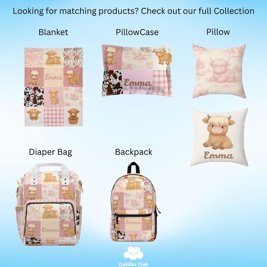 Personalized Highland Cow Diaper Bag, Nursery Decor