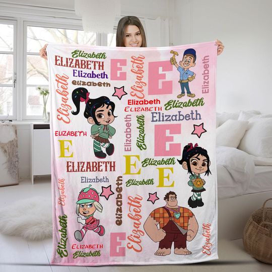 Personalized Disney Wreck It Ralph Blanket, Vanellope Birthday Girl Blanket, Disney Ralph Birthday Boy Gifts, Xmas Gift