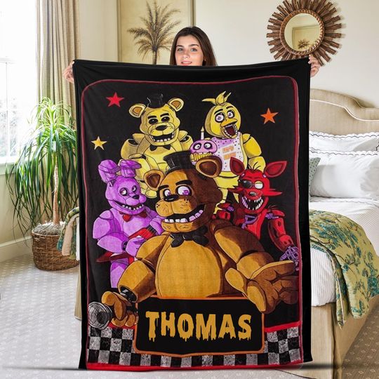 Customized Five Nights at Freddy's Velvet Blanket, FNAF Baby Blanket, FNAF Gaming Blanket, Anniversary, Birthday gift, Sofa Blanket