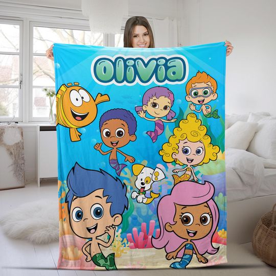 Disney Bubble Guppies Blanket, Personalized Bubble Guppies Blanket, Bubble Guppies Characters Birthday Gifts, Memory Blanket