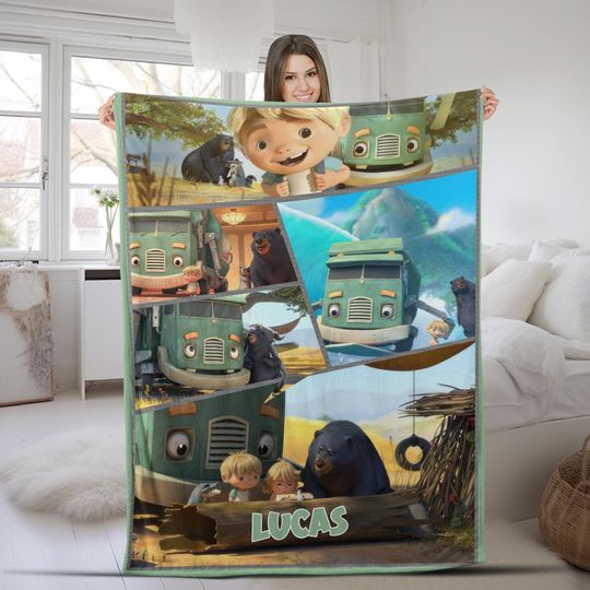Personalized Trash Truck Blanket, Trash Truck Birthday Gifts, Trash Truck Cartoon Blanket, Christmas Gift, Birthday Gifts for Kids