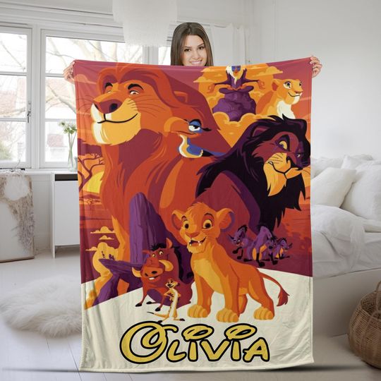 Personalized Disney Lion King Blanket, Mufasa Simba Timon Pumbaa Baby Blanket, Lion King Birthday Gift, Hakuna Matata Blanket