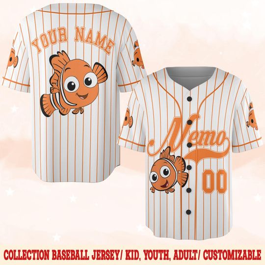 Personalized Disney Finding Nemo Baseball Jersey, Custom Disney Baseball Jersey, Finding Nemo Jersey Team, Gift For Fan Disney