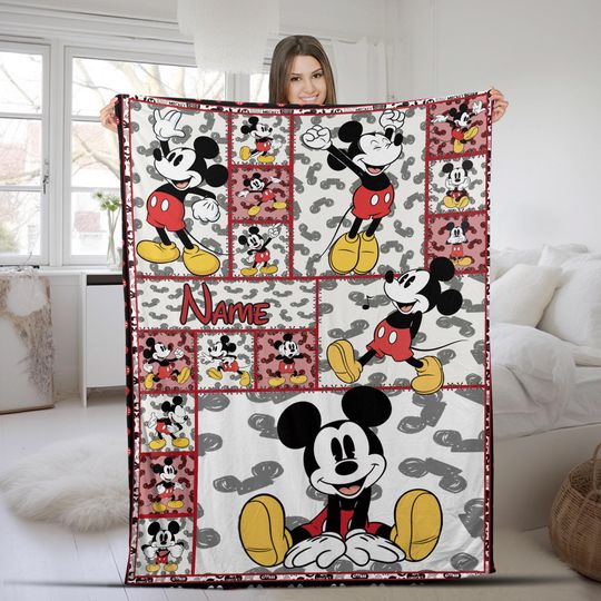 Personalized Mickey Mouse Blanket Mickey Blanket Mickey Mouse Birthday Gifts Disneyland Mickey Minnie Christmas Gift for Her