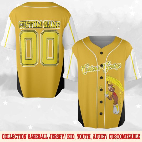Personalized Curious George Baseball Jersey, Curious George Birthday Shirt, Curious George Birthday Baseball Jersey Family Shirt