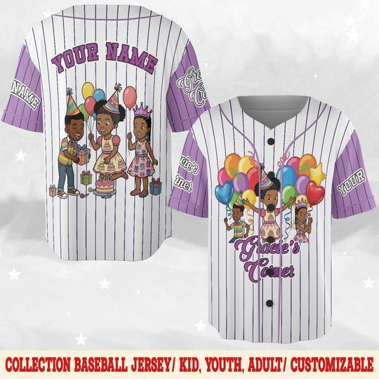 Custom Gracie's Corner Baseball Jersey, Gracie's Corner Baseball Jersey, Gracie's Corner Birthday Jersey, Gracie's Corner Birthday