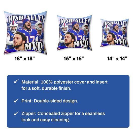 Josh Allen MVP Throw Pillow - Buffalo Football Home Decor